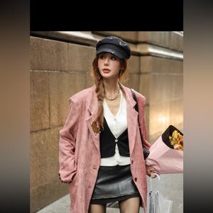 Women's Oversize velvet Pink Blazer
